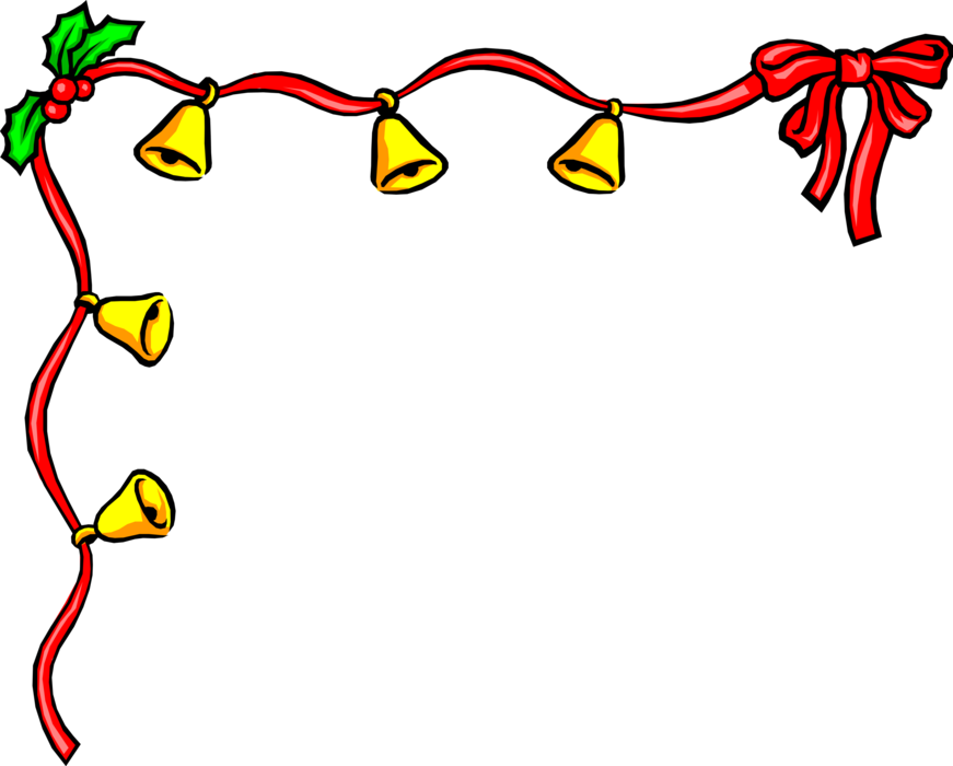 Christmas Bells Border Vector PNG Image