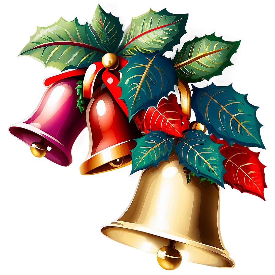 Christmas Bells With Poinsettia Png 59 PNG Image