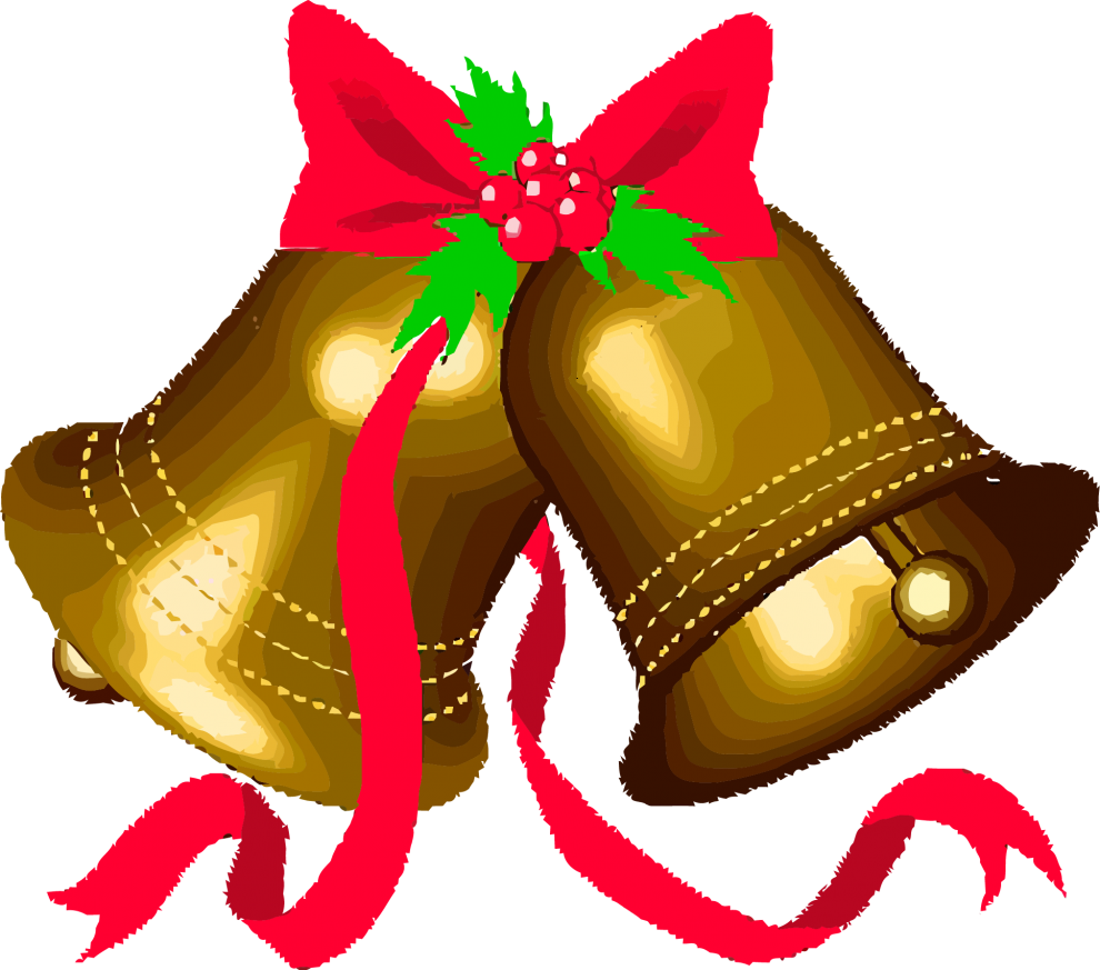 Christmas Bellswith Hollyand Red Ribbon PNG Image