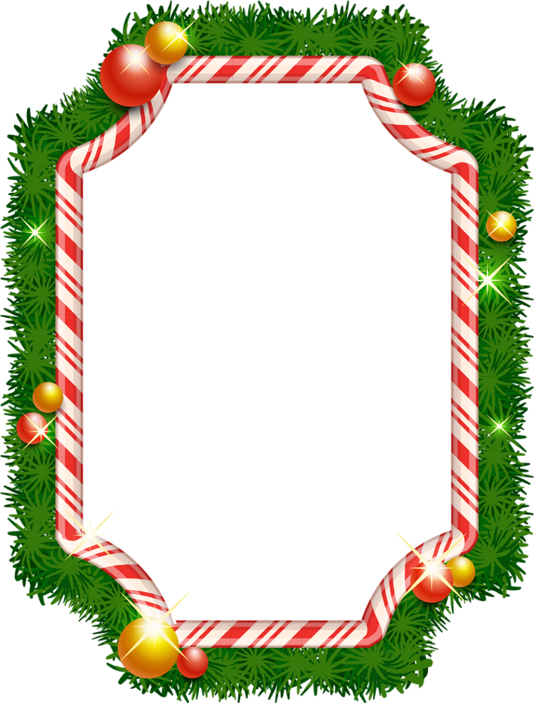 Christmas Candy Cane Frame PNG Image