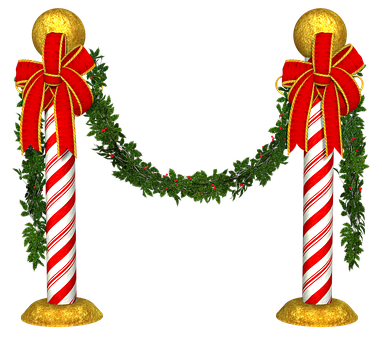 Christmas Candy Cane Pillarswith Garland PNG Image