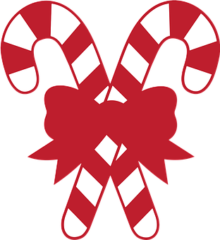 Christmas Candy Canes With Bow PNG Image