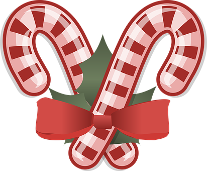 Christmas Candy Caneswith Bow PNG Image