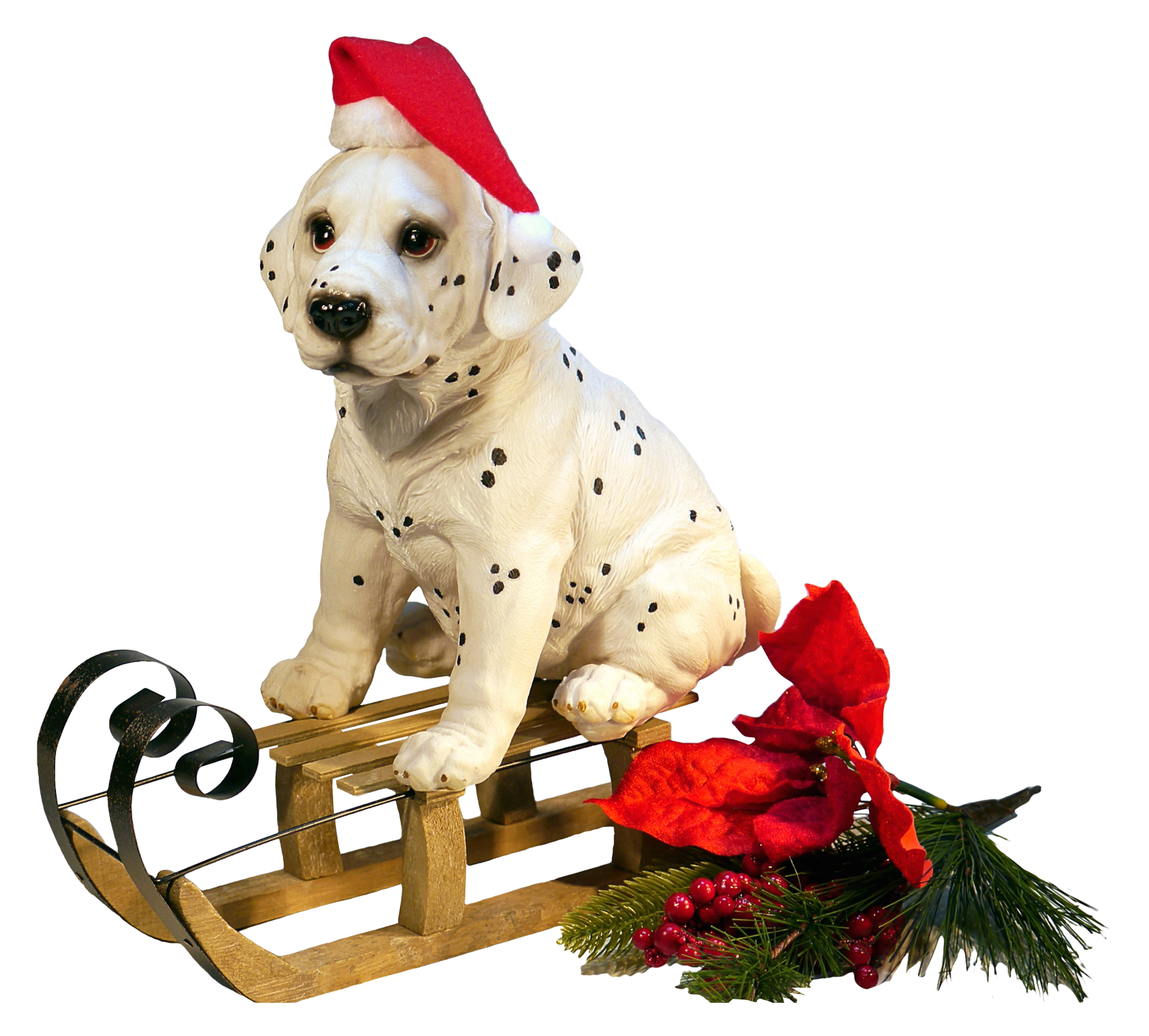 Christmas Dalmatian Puppyon Sled PNG Image