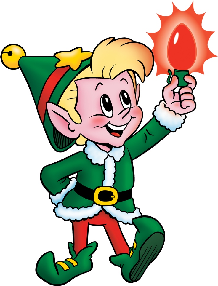 Christmas Elf Holding Candle Clipart PNG Image