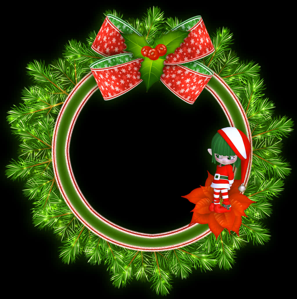 Christmas Elf Round Frame PNG Image