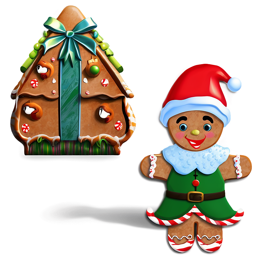 Christmas Elf With Gingerbread Png 64 PNG Image