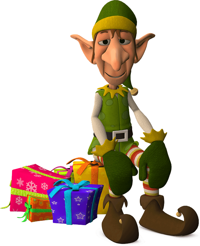 Christmas Elfwith Gifts PNG Image