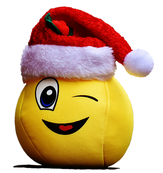 Christmas Emoji Plushwith Santa Hat PNG Image