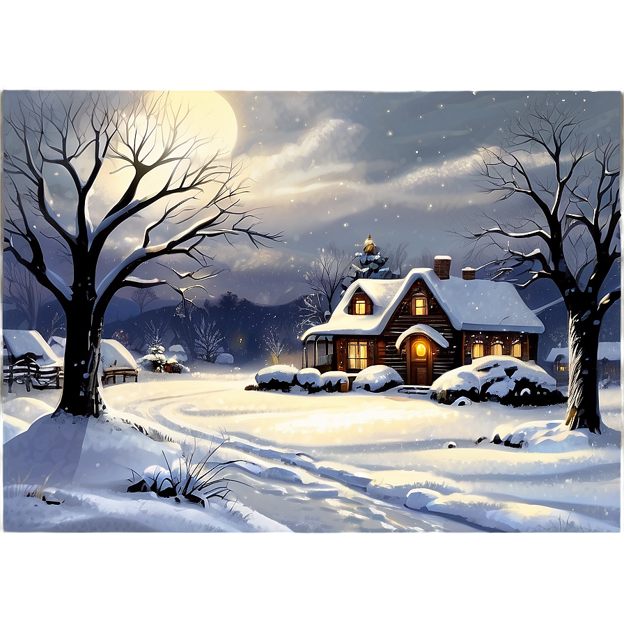 Christmas Eve Snowy Scene Png 93 PNG Image