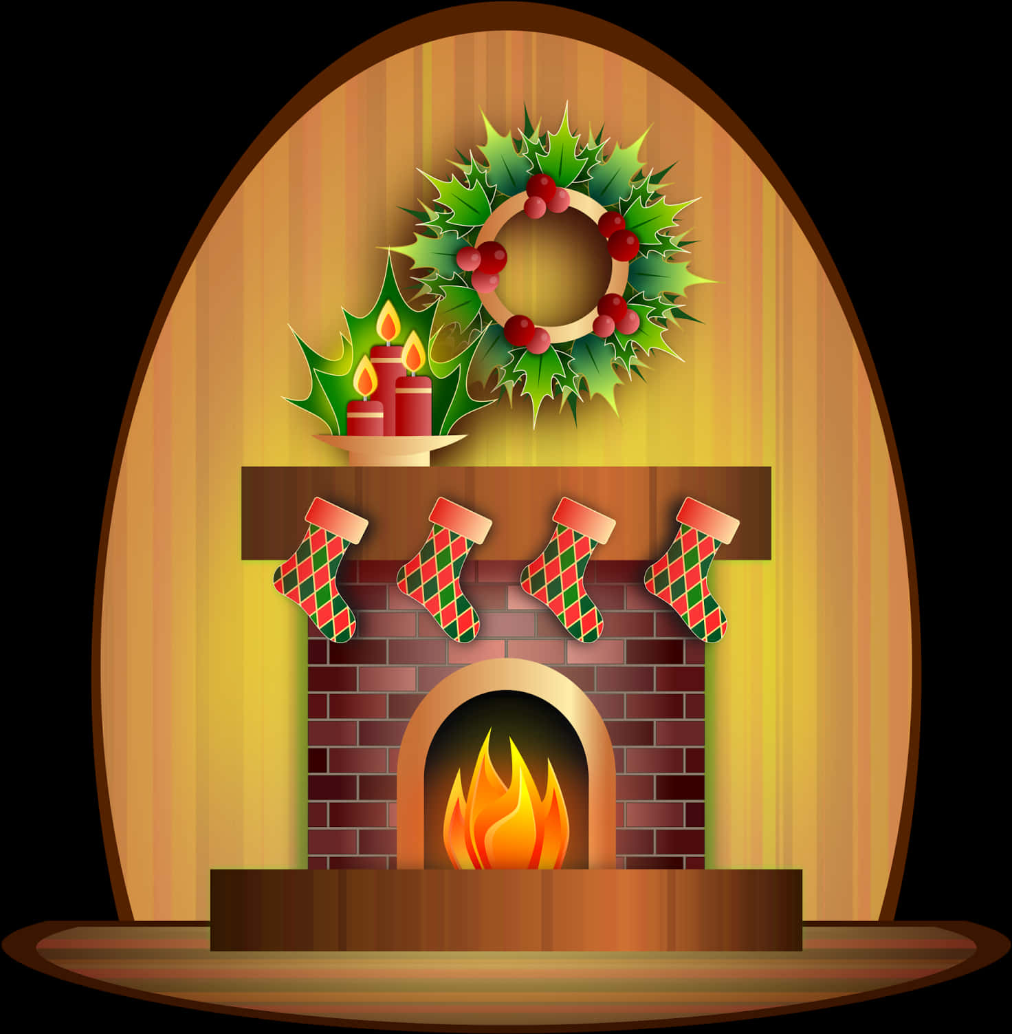 Christmas Fireplace Decoration Illustration PNG Image