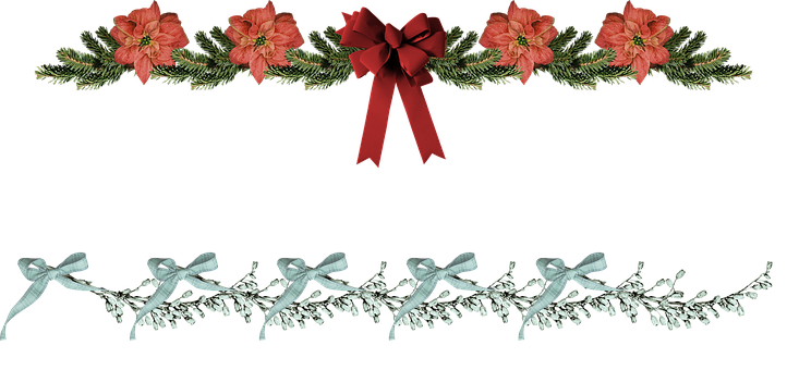 Christmas Floral Border Decoration PNG Image