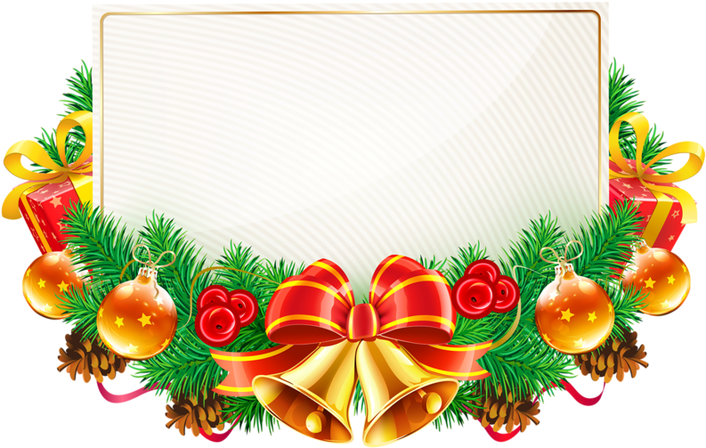 Christmas Framewith Ornamentsand Bells PNG Image