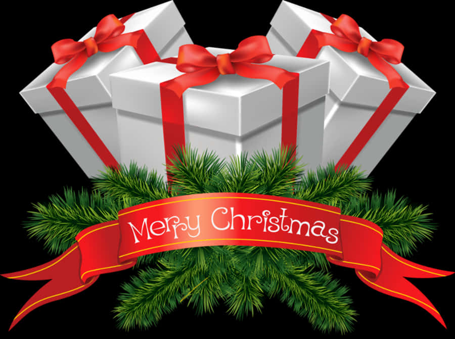 Christmas Giftsand Greens PNG Image