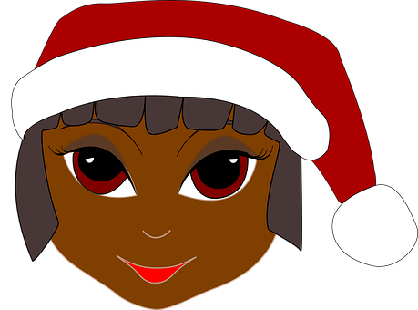 Christmas Girl Cartoon Portrait PNG Image