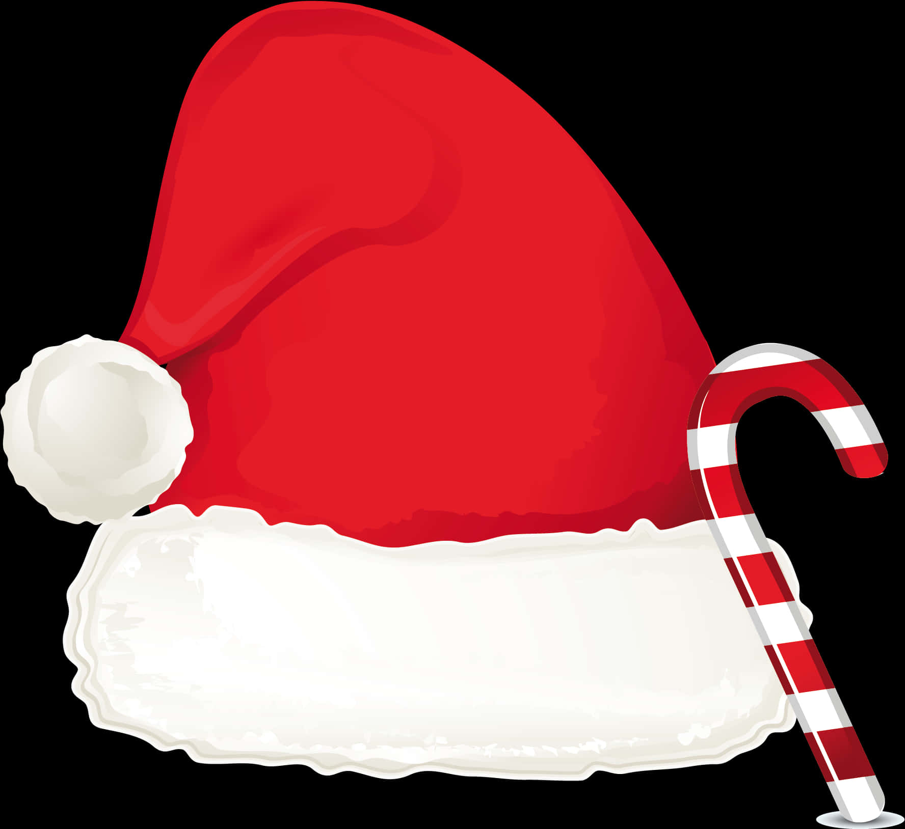 Christmas Hatand Candy Cane PNG Image