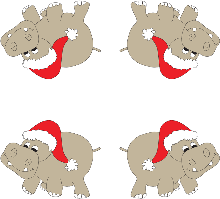 Christmas_ Hippos_in_ Santa_ Hats PNG Image