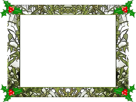 Christmas Holly Frame Design PNG Image