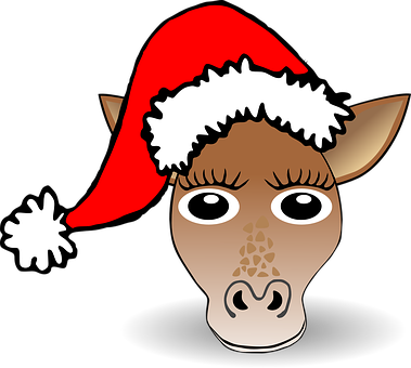 Christmas Horse Cartoon Santa Hat PNG Image