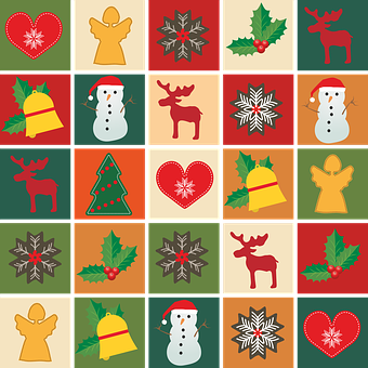 Christmas Icons Collage PNG Image