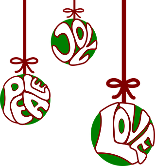 Christmas Joy Peace Love Ornaments PNG Image