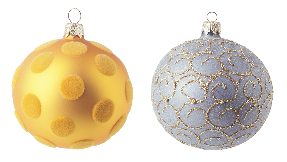 Christmas Ornament Duo Goldand Blue PNG Image