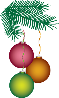 Christmas Ornaments Hanging Black Background PNG Image