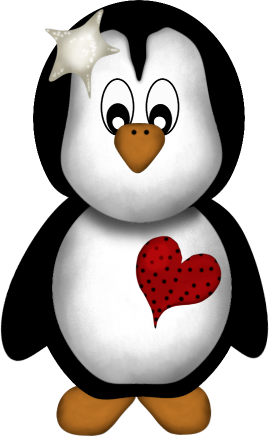 Christmas Penguinwith Heartand Star Clipart PNG Image