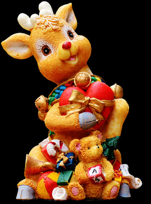 Christmas Reindeerand Teddy Bear Decoration PNG Image