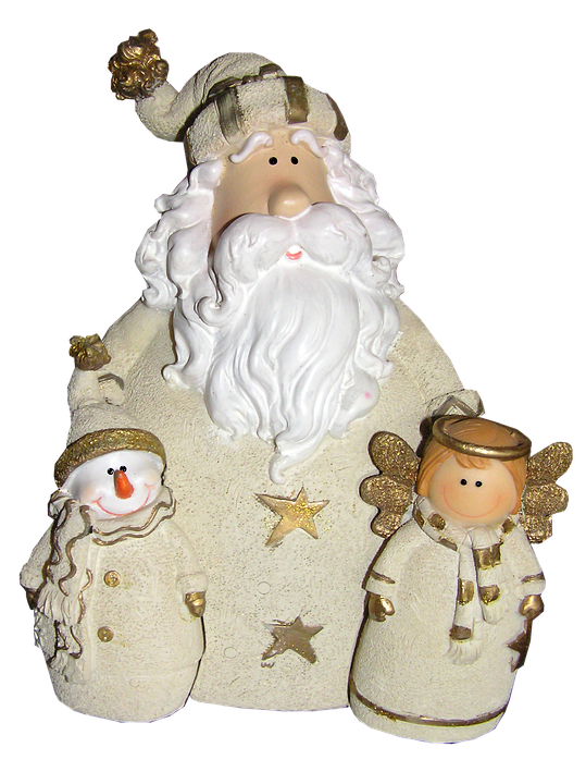 Christmas Santa Snowman Angel Figurines PNG Image