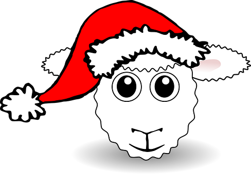 Christmas Sheep Cartoon Santa Hat PNG Image