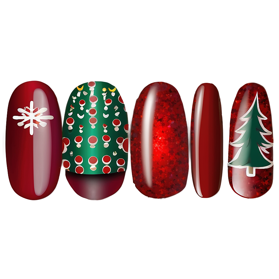 Christmas Single Acrylic Nail Png 60 PNG Image