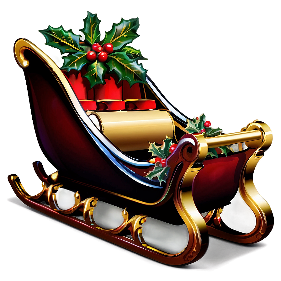 Christmas Sleigh With Holly Png 95 PNG Image