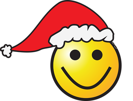 Christmas Smiley Face Santa Hat PNG Image