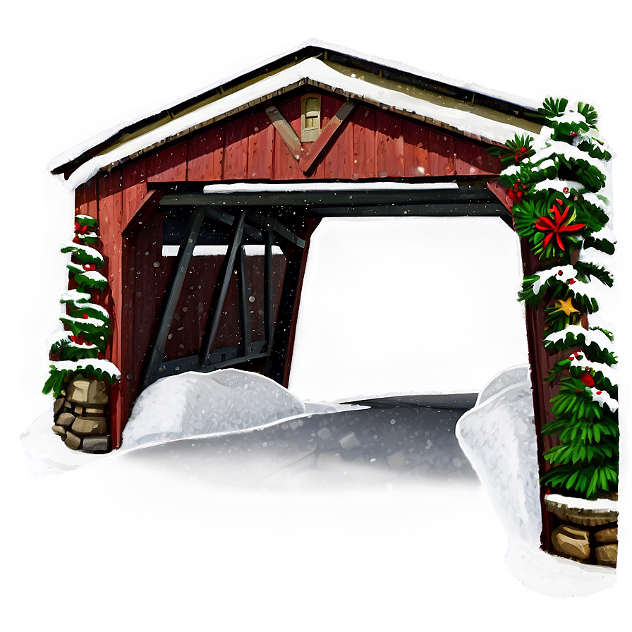 Christmas Snow Covered Bridge Png Xge PNG Image