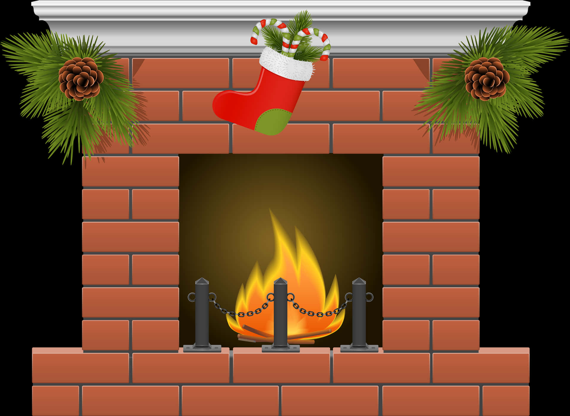 Christmas Stockingon Mantel PNG Image