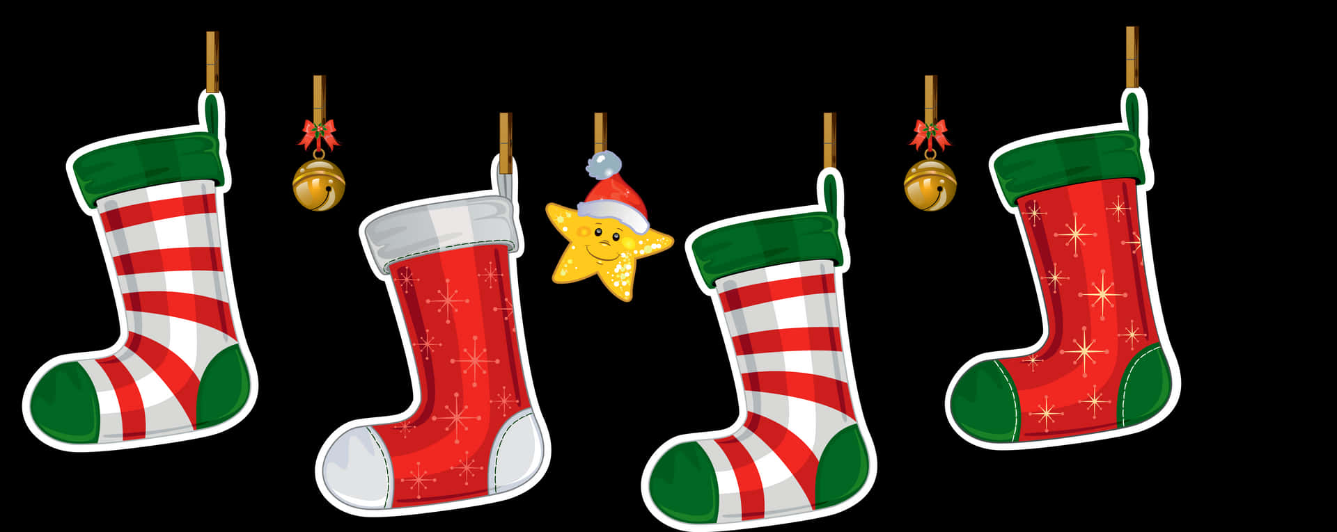 Christmas Stockingsand Decorations PNG Image