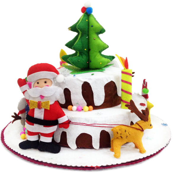 Christmas Themed Cakewith Santaand Reindeer PNG Image