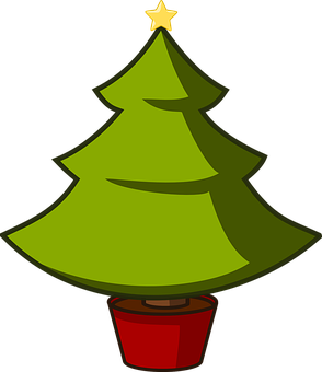 Christmas Tree Cartoon Star Topper PNG Image