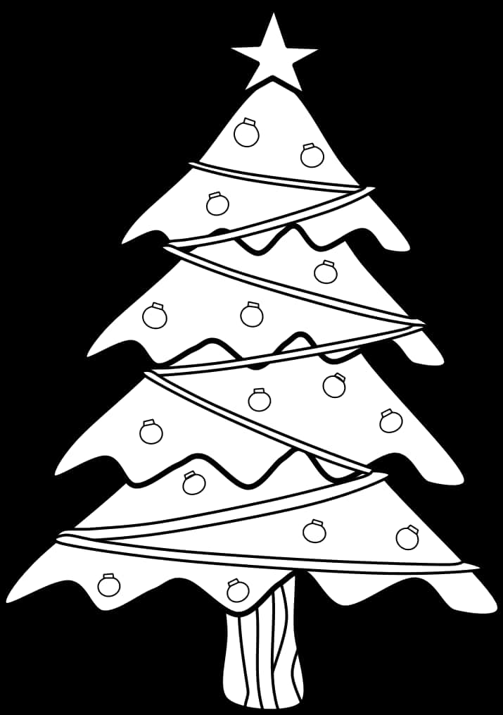 Christmas Tree Line Art PNG Image