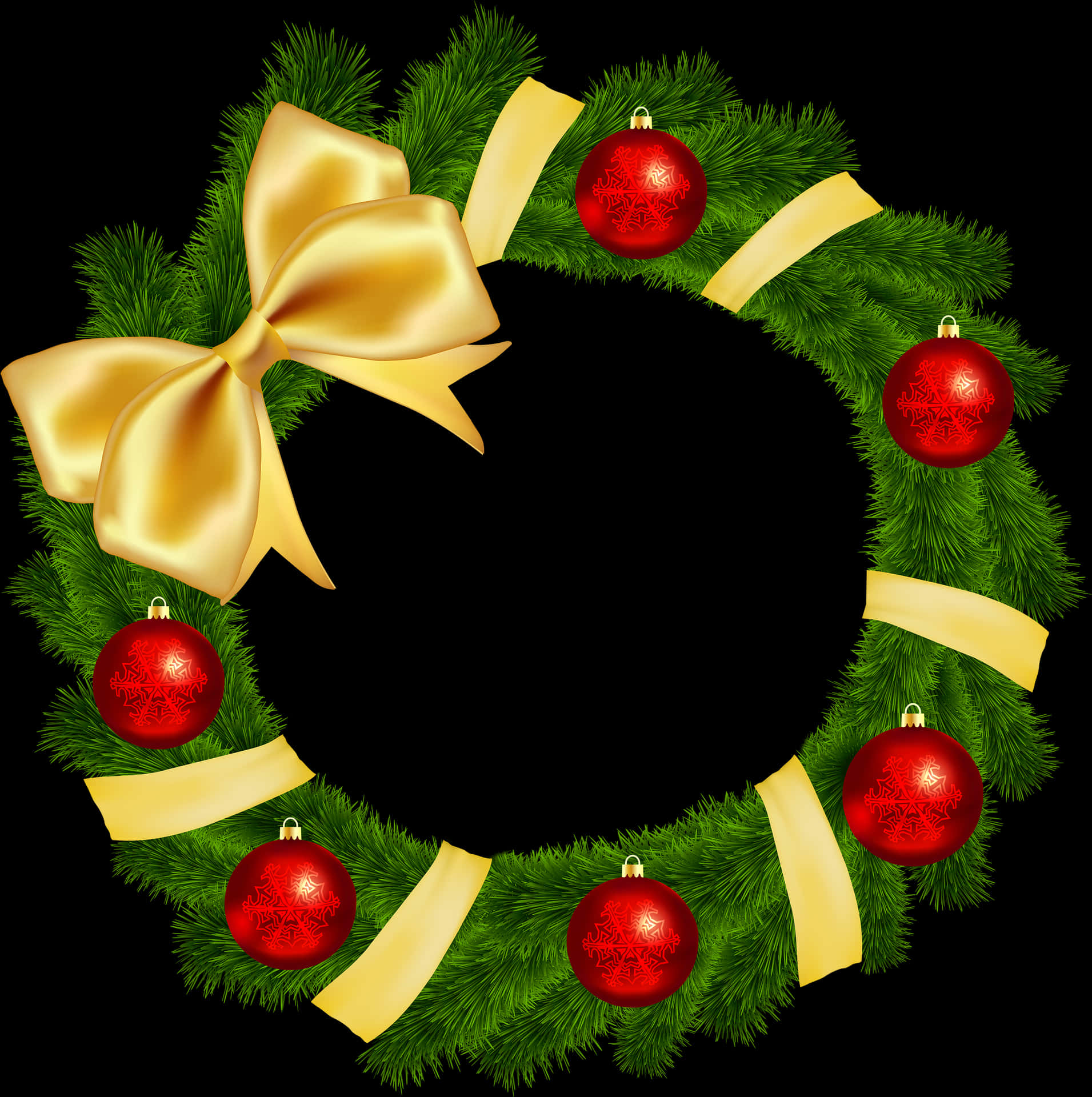 Christmas Wreathwith Red Baublesand Gold Bow PNG Image