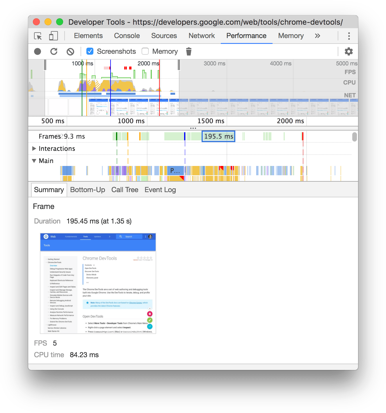 Chrome Developer Tools Performance Tab PNG Image