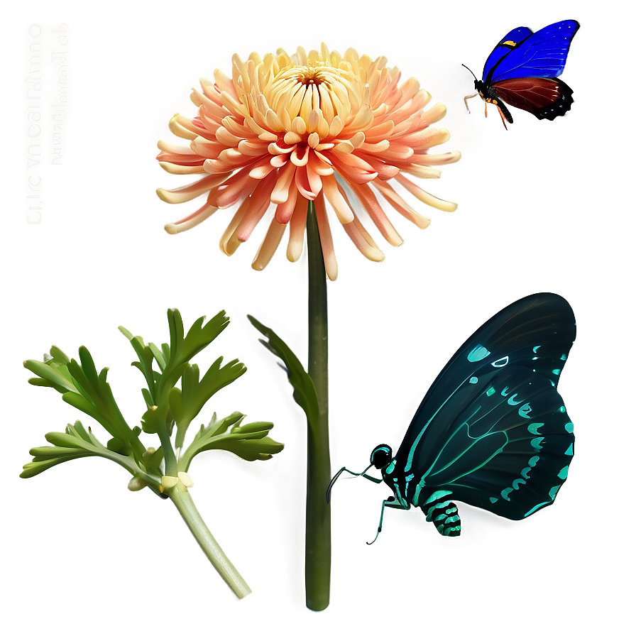 Chrysanthemum And Butterfly Png 9 PNG Image