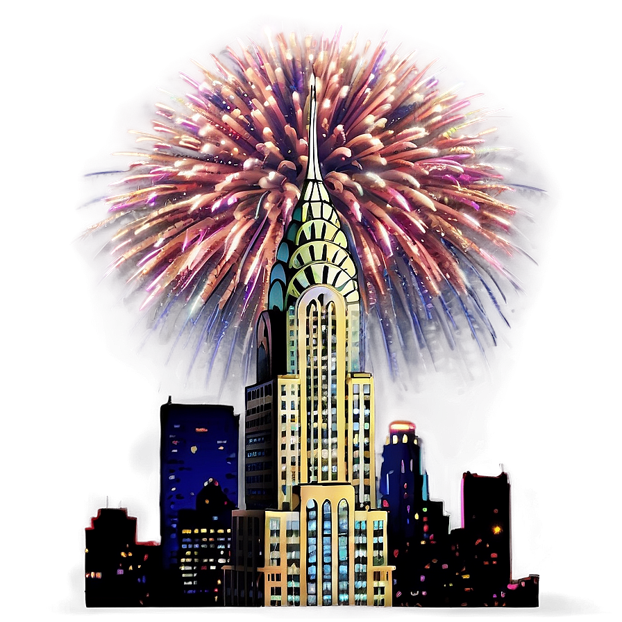 Chrysler Building With Fireworks Png Ila61 PNG Image