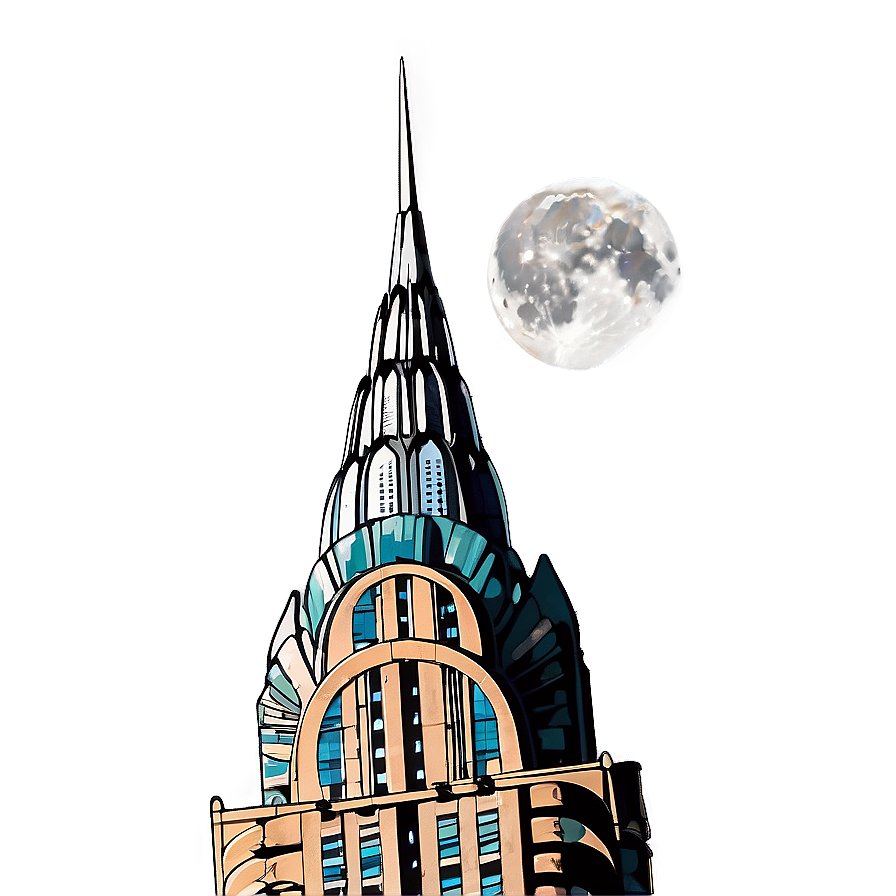 Chrysler Building With Moon Png Fbp PNG Image