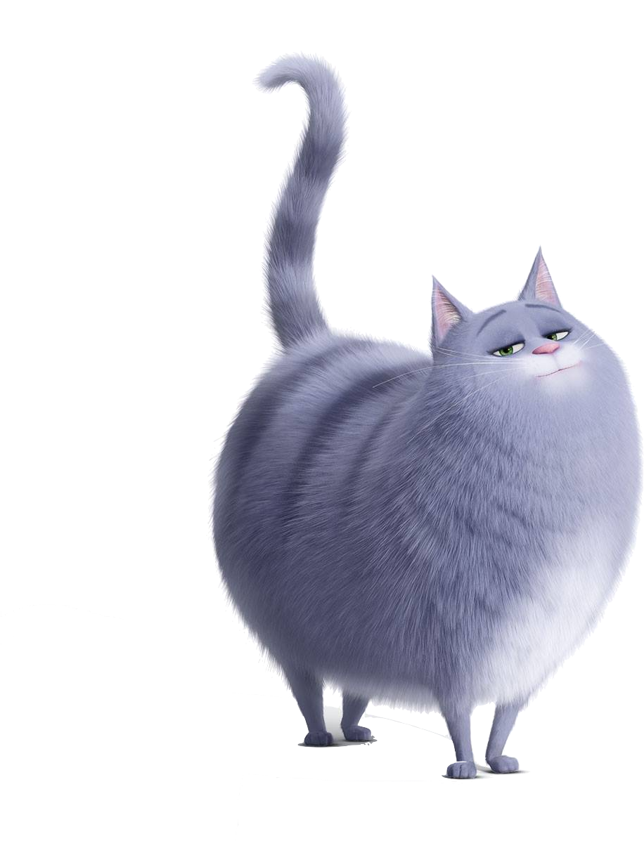 Chubby Blue Cat Cartoon PNG Image