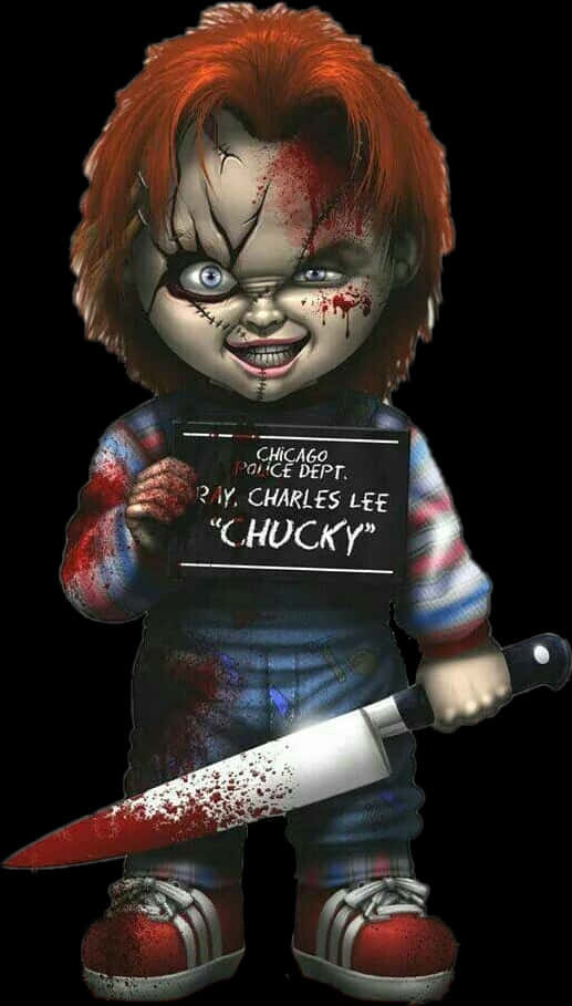 Chucky Doll Holding Knife PNG Image