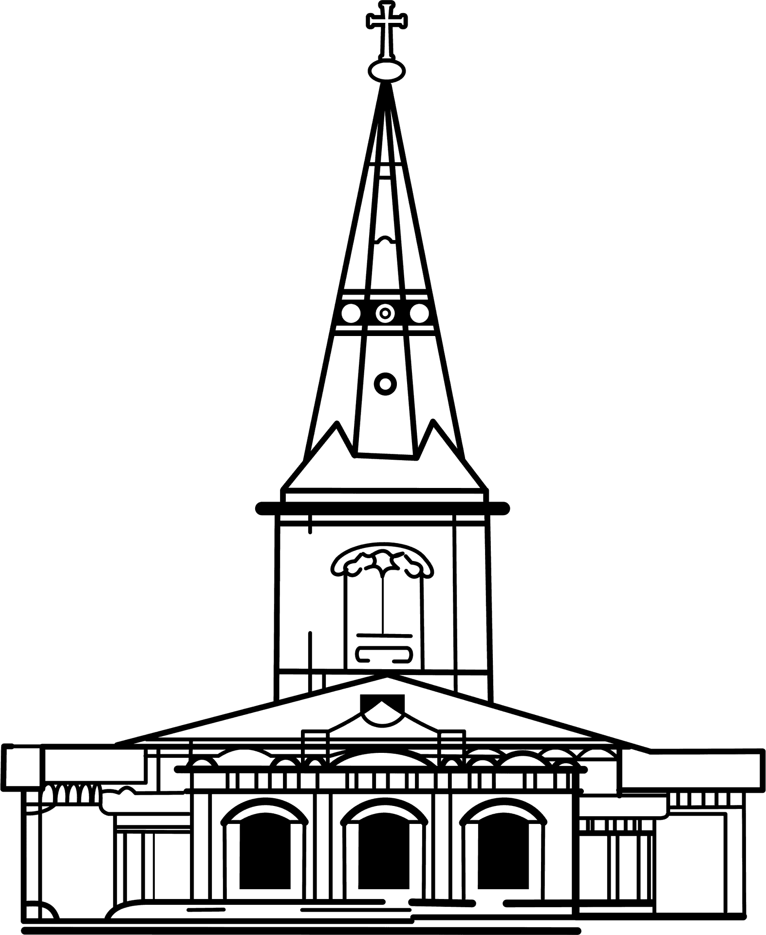 Church Steeple Line Art PNG Image