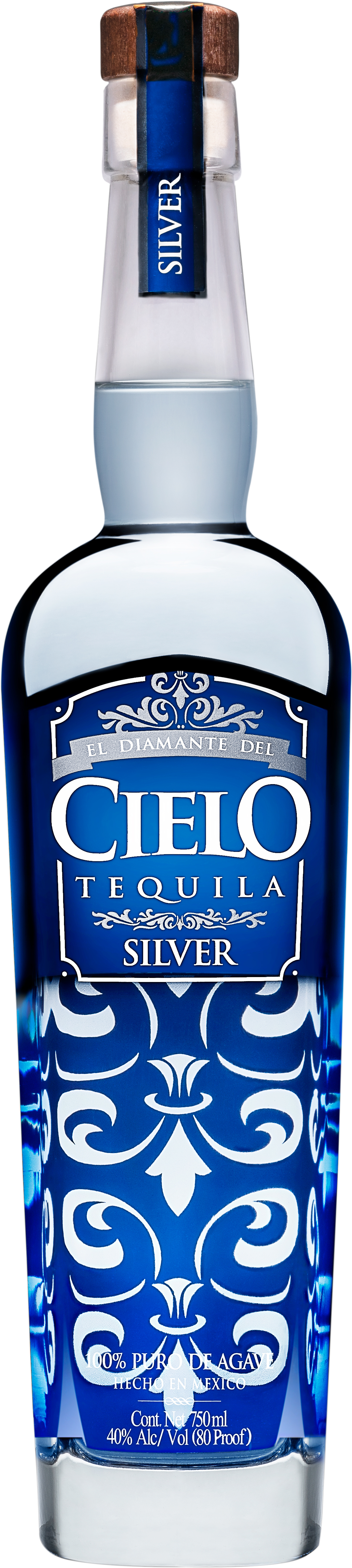 Cielo Tequila Silver Bottle PNG Image