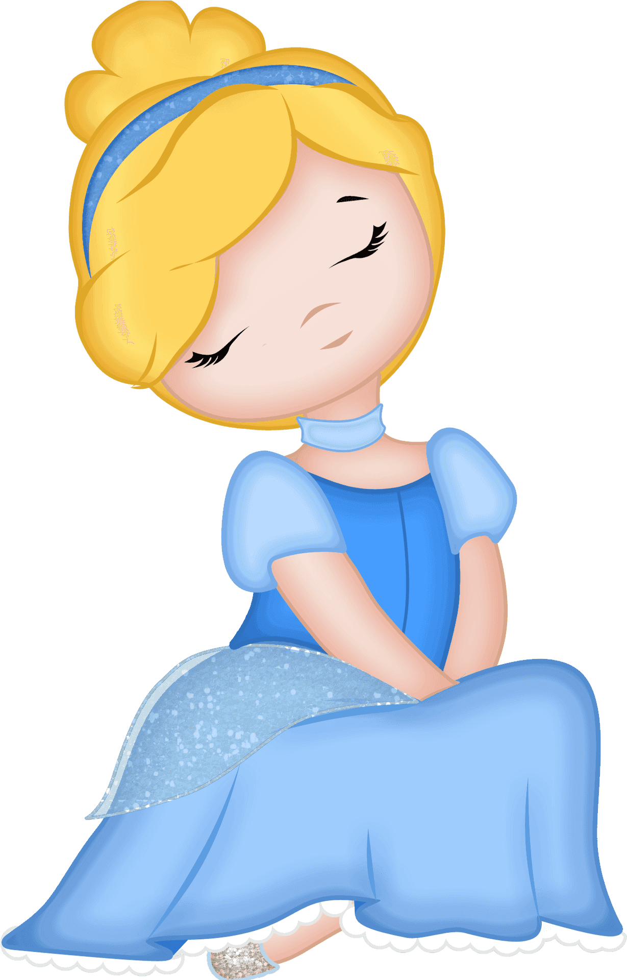 Cinderella Animated Character Sitting PNG Image